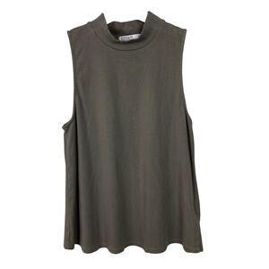 Stateside Women's Size Medium Gray Mock Neck Sleeveless Tank Top‎ USA Made